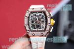 Richard Mille Knock Off RM11-03 Diamond And Rose Gold Watch - White Rubber Strap